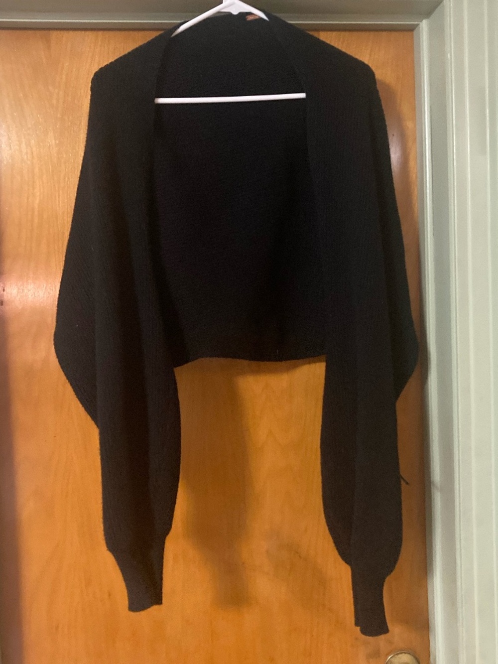 Free People Black Knit Bolero Shrug Cropped Ribbed Sweater XL